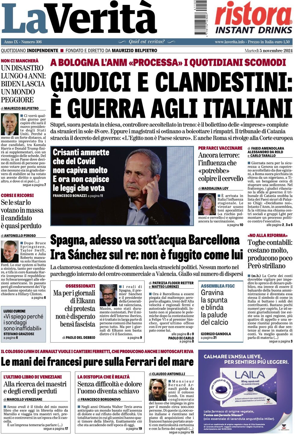 Prima-pagina-la-verita-edizione-di-oggi-05-11-2024