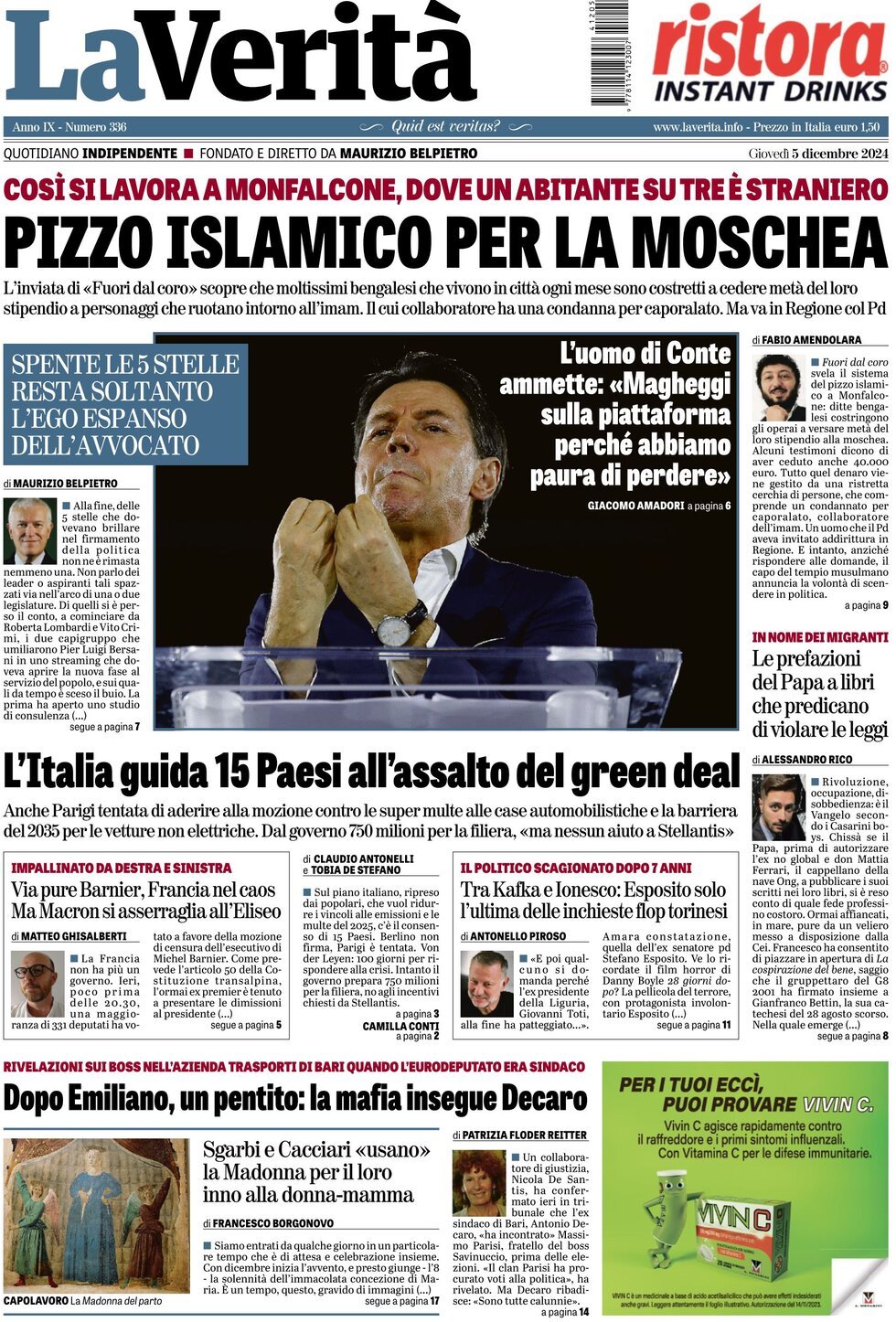 Prima-pagina-la-verita-edizione-di-oggi-05-12-2024