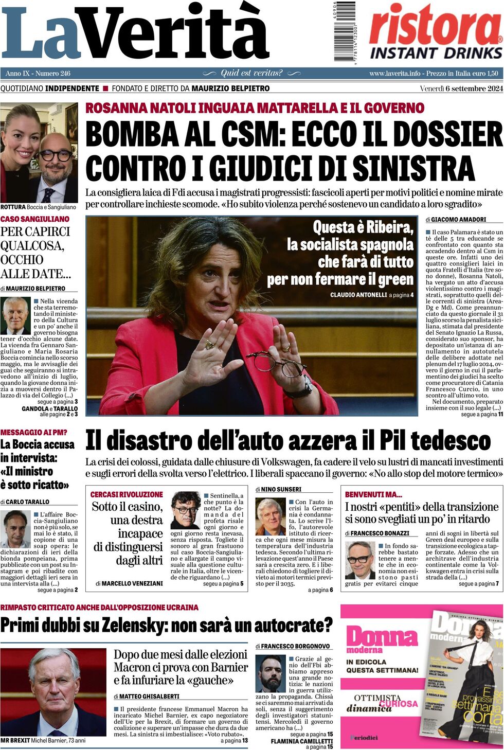 Prima-pagina-la-verita-edizione-di-oggi-06-09-2024