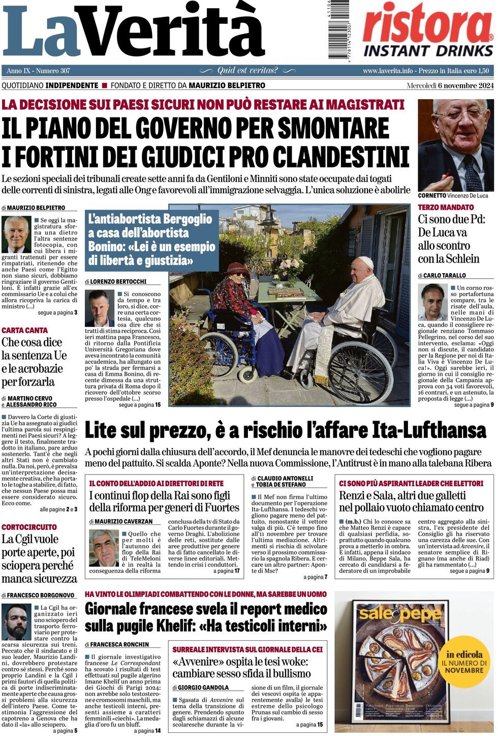 Prima-pagina-la-verita-edizione-di-oggi-06-11-2024