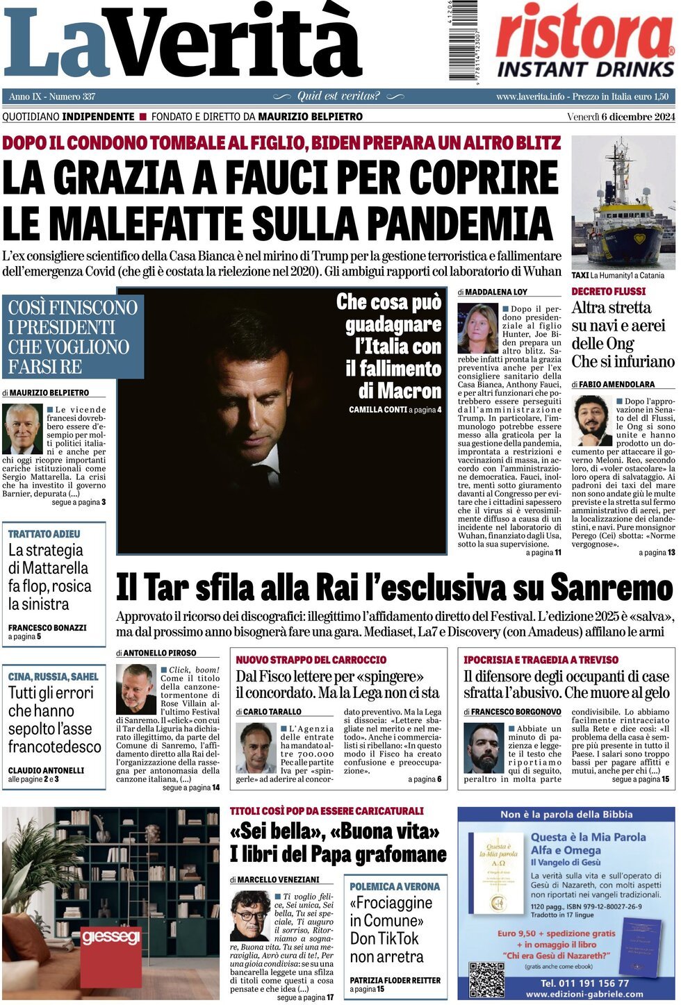 Prima-pagina-la-verita-edizione-di-oggi-06-12-2024