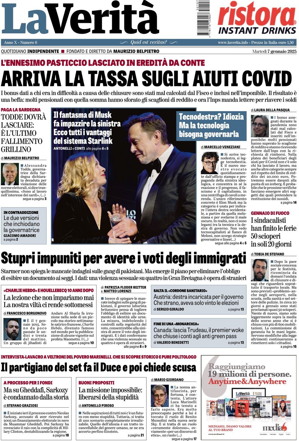 Prima-pagina-la-verita-edizione-di-oggi-07-01-2025