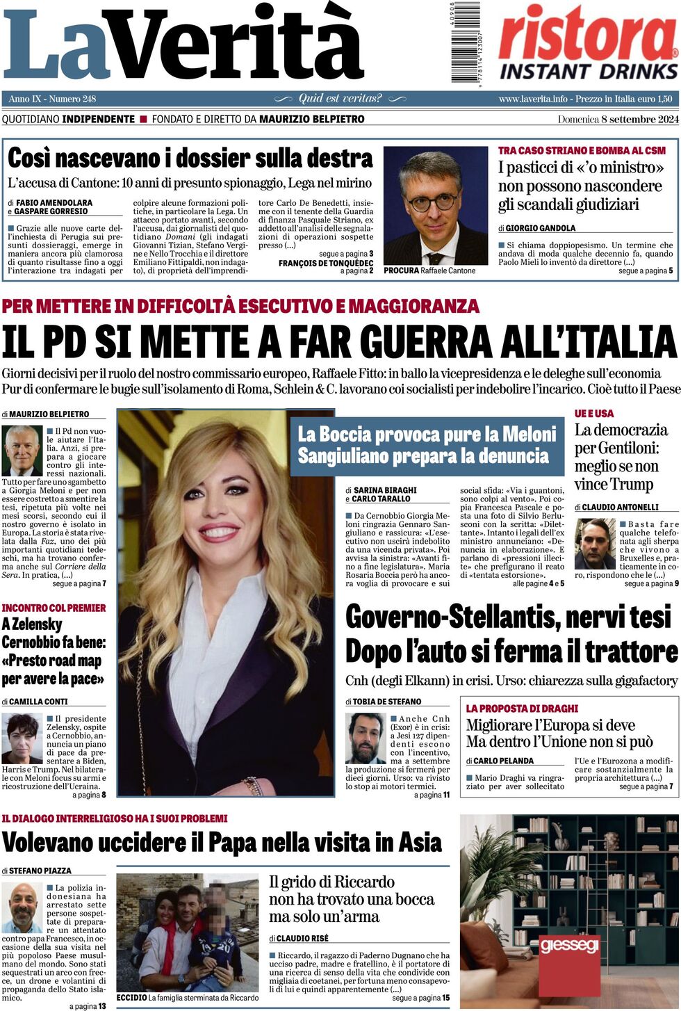 Prima-pagina-la-verita-edizione-di-oggi-08-09-2024