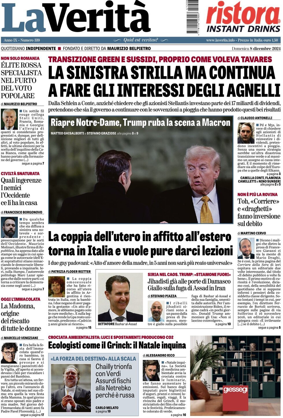 Prima-pagina-la-verita-edizione-di-oggi-08-12-2024