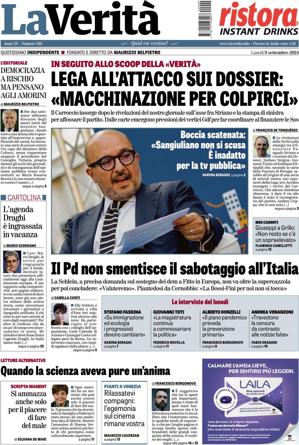 Prima-pagina-la-verita-edizione-di-oggi-09-09-2024