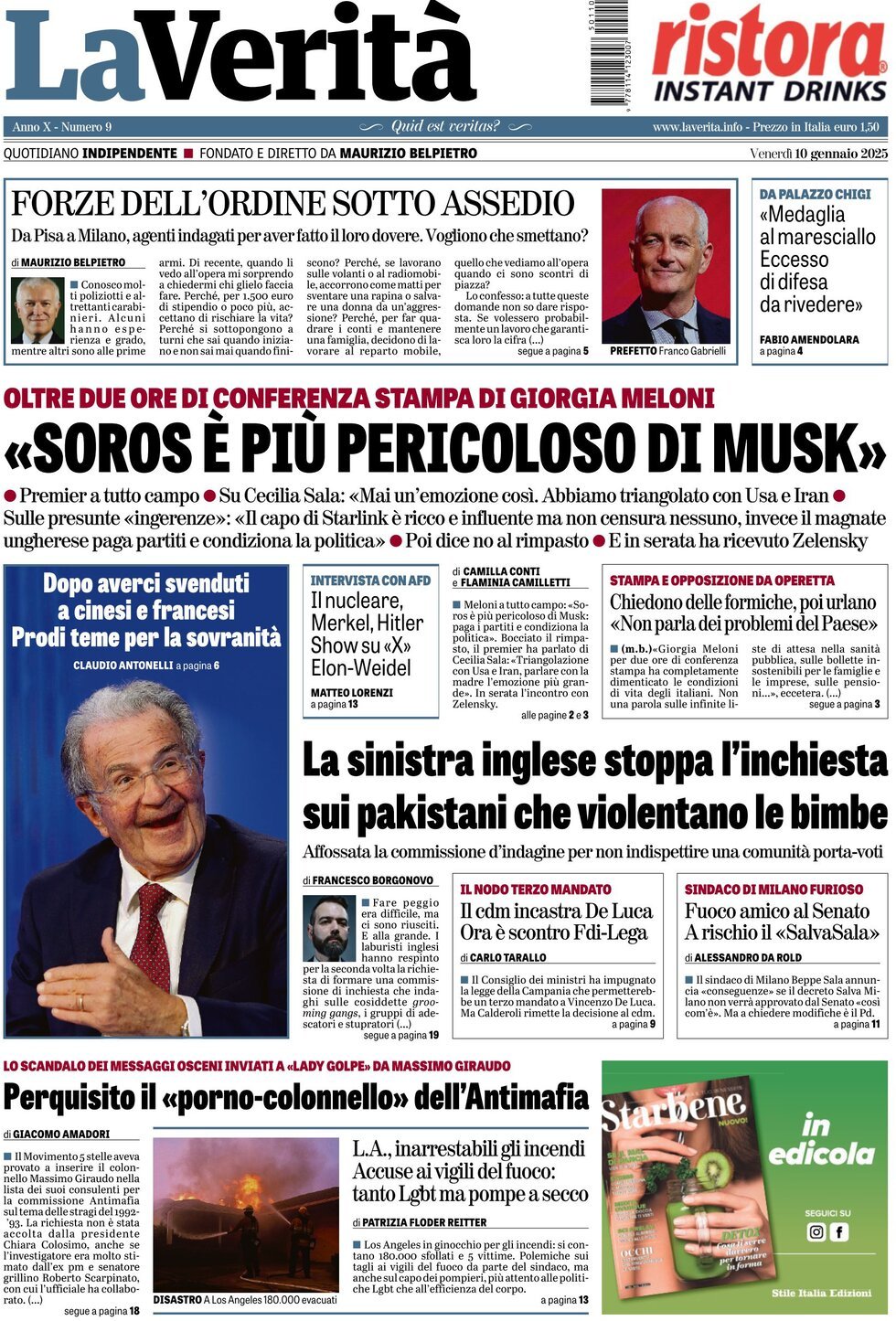 Prima-pagina-la-verita-edizione-di-oggi-10-01-2025