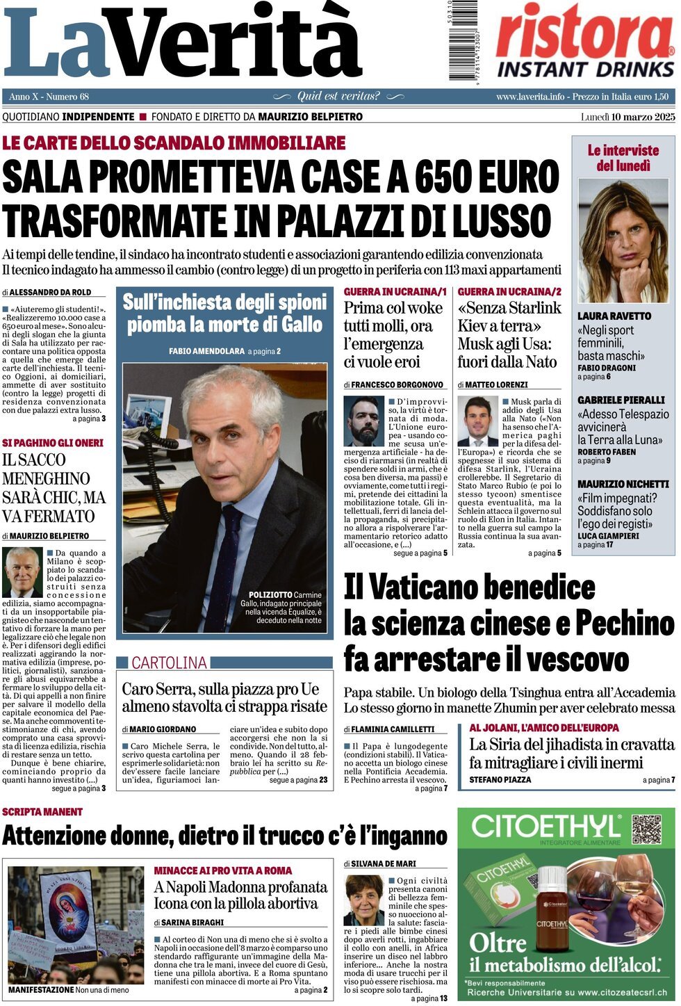 Prima-pagina-la-verita-edizione-di-oggi-10-03-2025