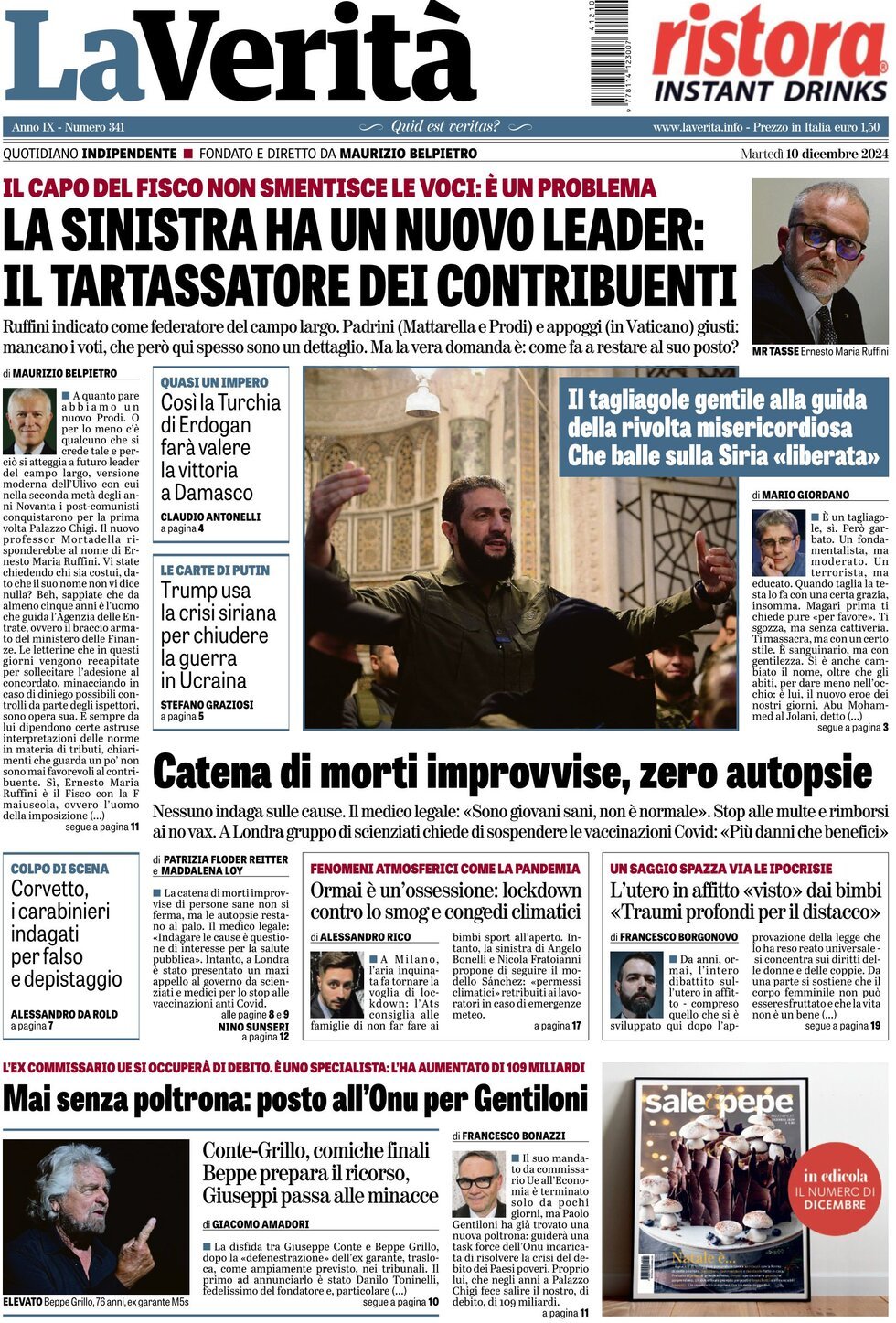 Prima-pagina-la-verita-edizione-di-oggi-10-12-2024