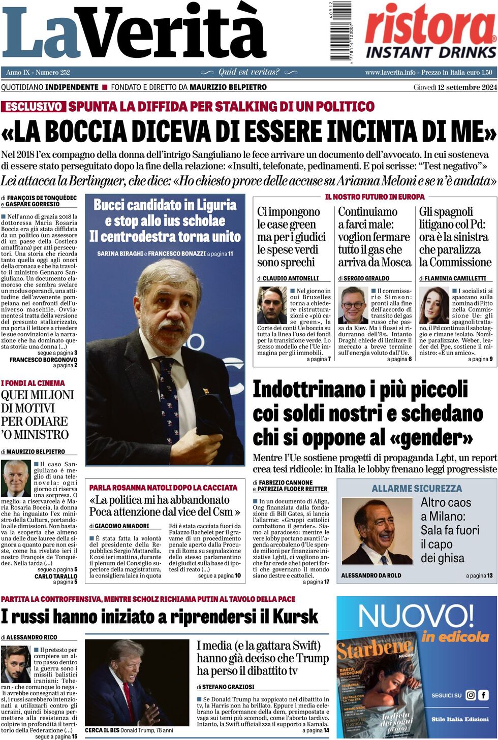 Prima-pagina-la-verita-edizione-di-oggi-12-09-2024