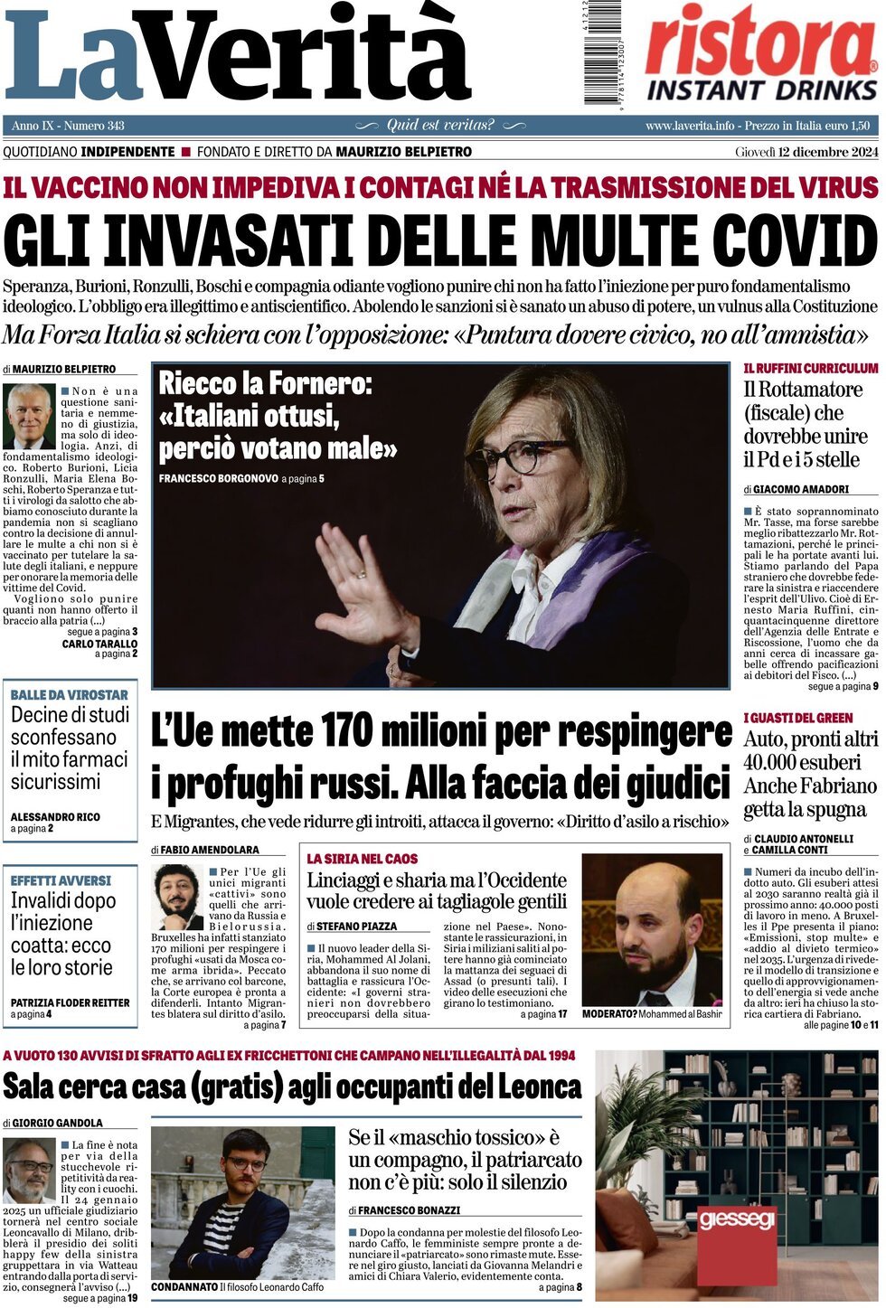 Prima-pagina-la-verita-edizione-di-oggi-12-12-2024