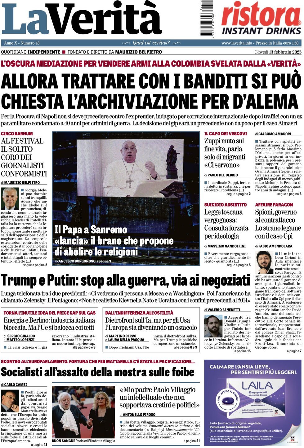 Prima-pagina-la-verita-edizione-di-oggi-13-02-2025