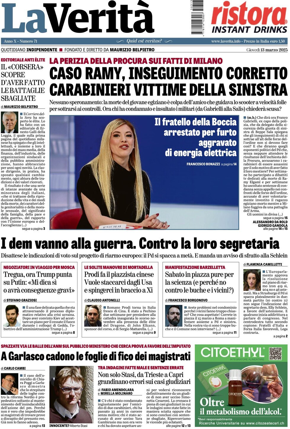 Prima-pagina-la-verita-edizione-di-oggi-13-03-2025