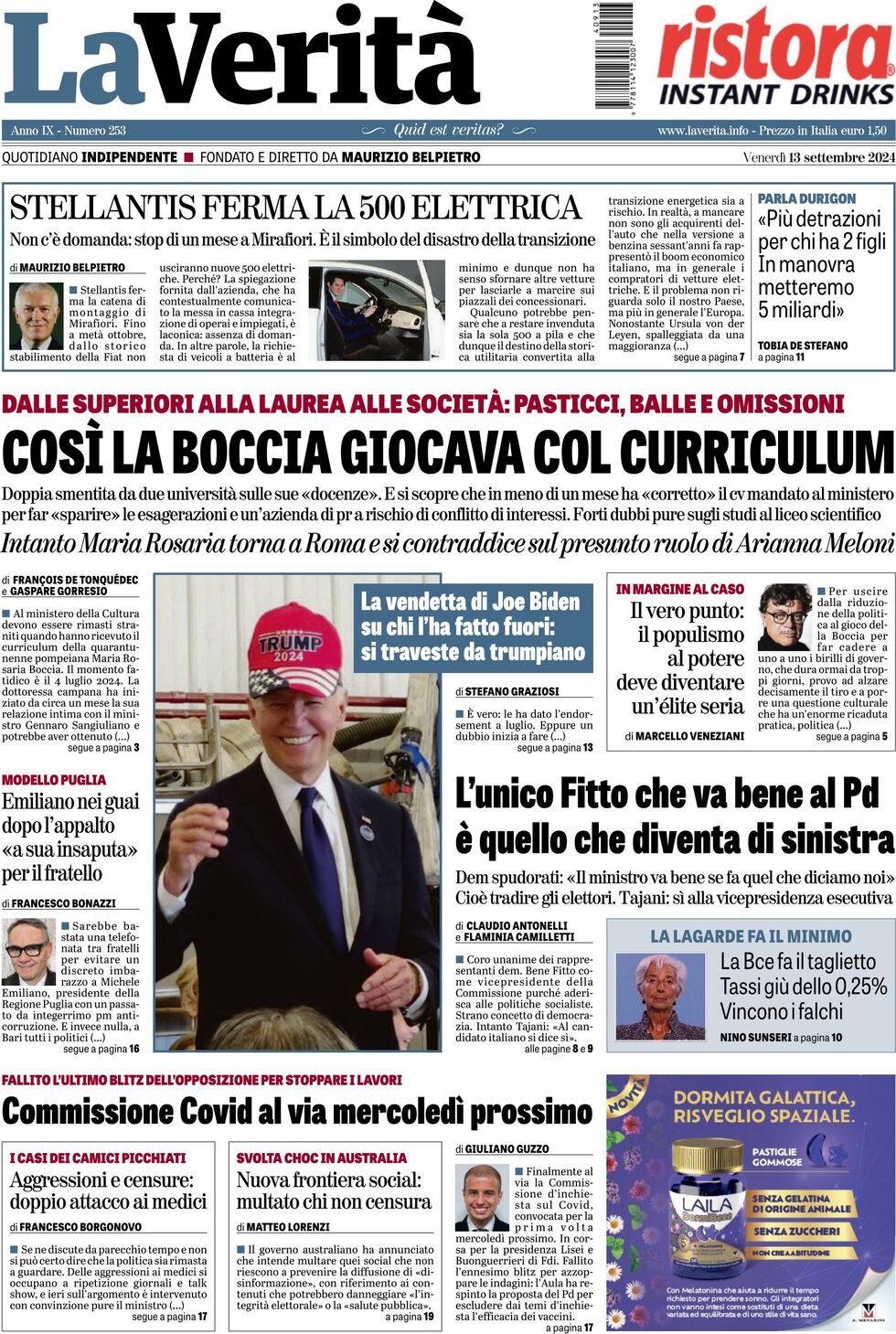 Prima-pagina-la-verita-edizione-di-oggi-13-09-2024