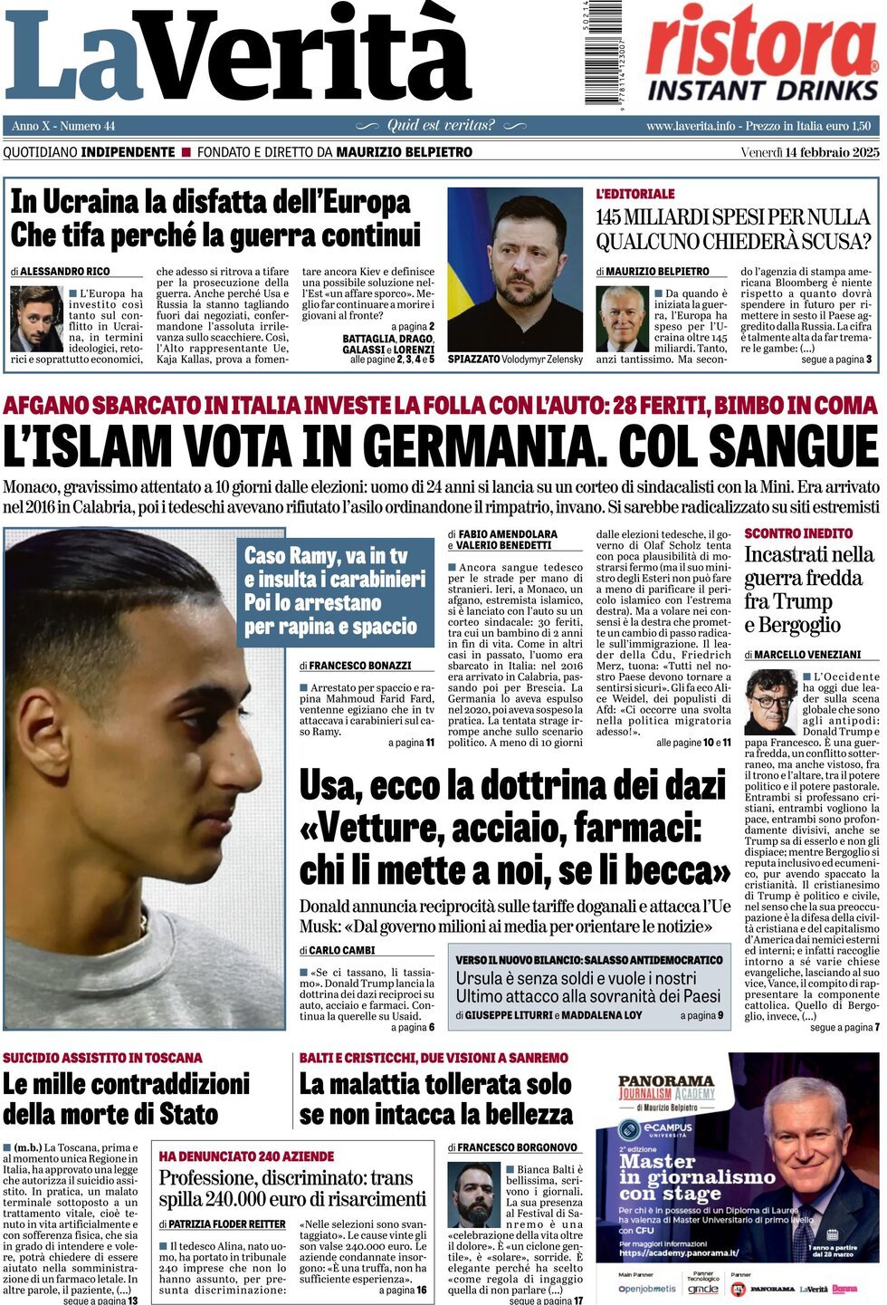 Prima-pagina-la-verita-edizione-di-oggi-14-02-2025