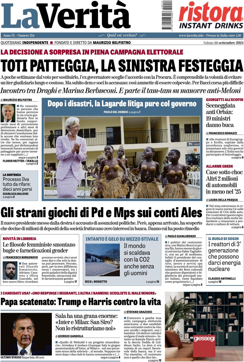 Prima-pagina-la-verita-edizione-di-oggi-14-09-2024