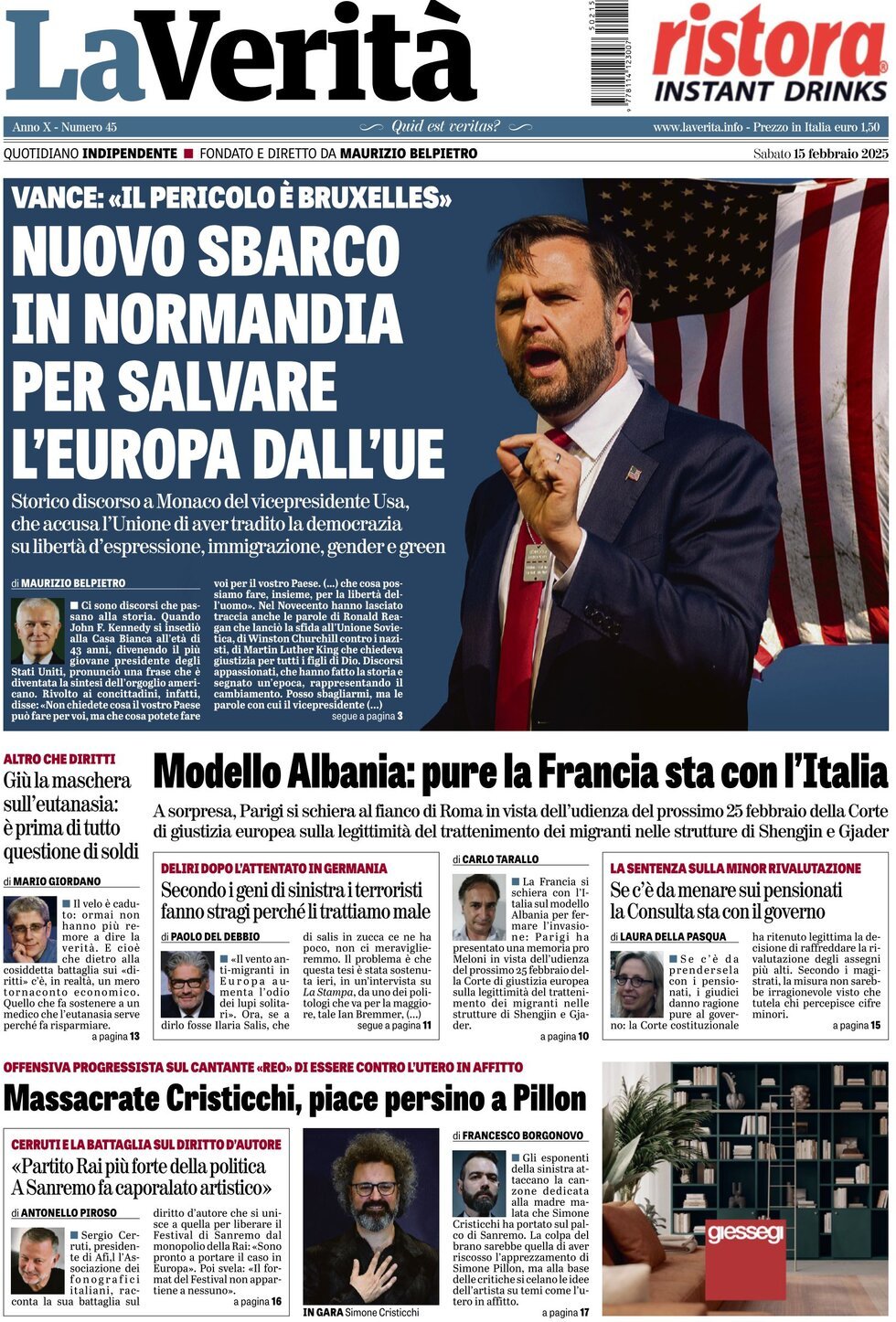 Prima-pagina-la-verita-edizione-di-oggi-15-02-2025