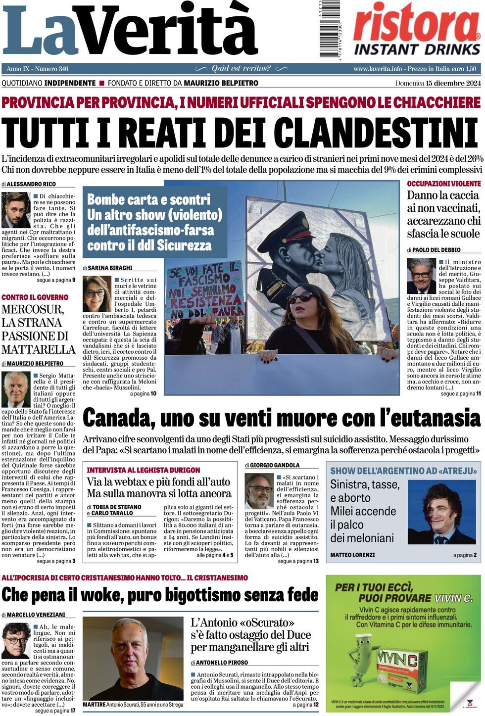 Prima-pagina-la-verita-edizione-di-oggi-15-12-2024