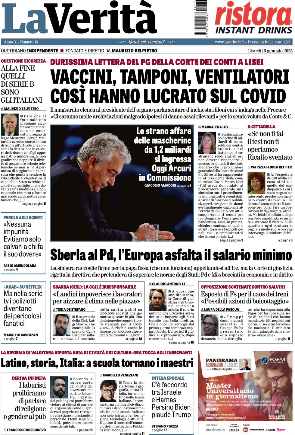 Prima-pagina-la-verita-edizione-di-oggi-16-01-2025