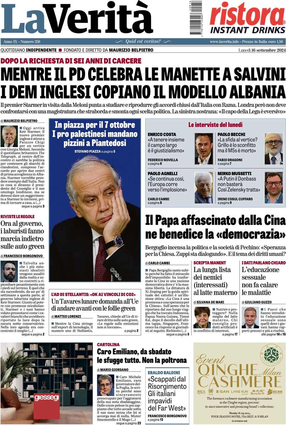 Prima-pagina-la-verita-edizione-di-oggi-16-09-2024