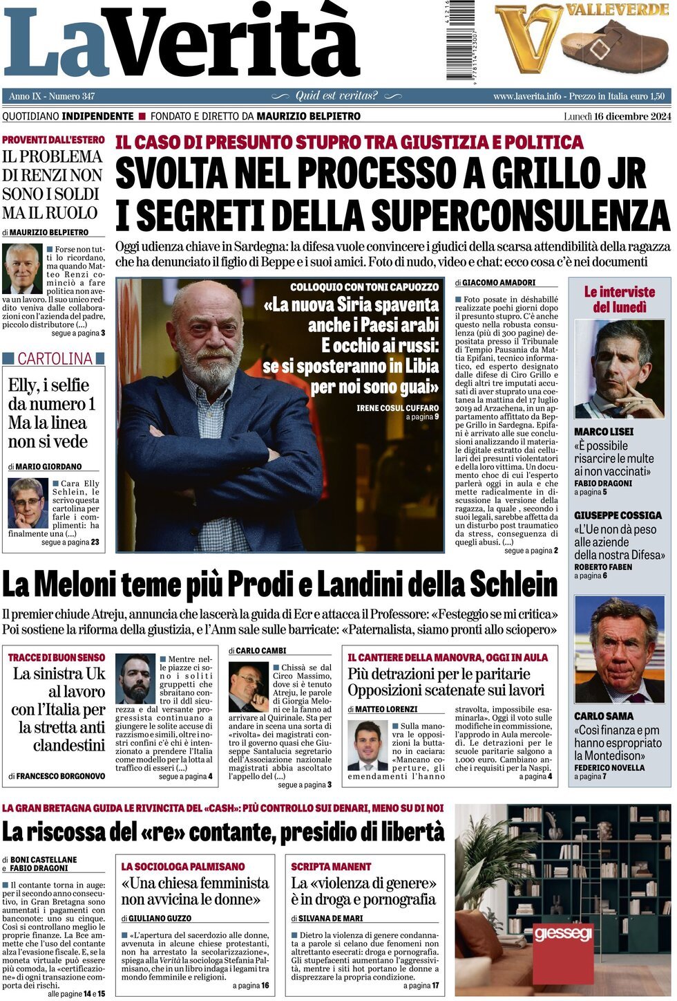 Prima-pagina-la-verita-edizione-di-oggi-16-12-2024