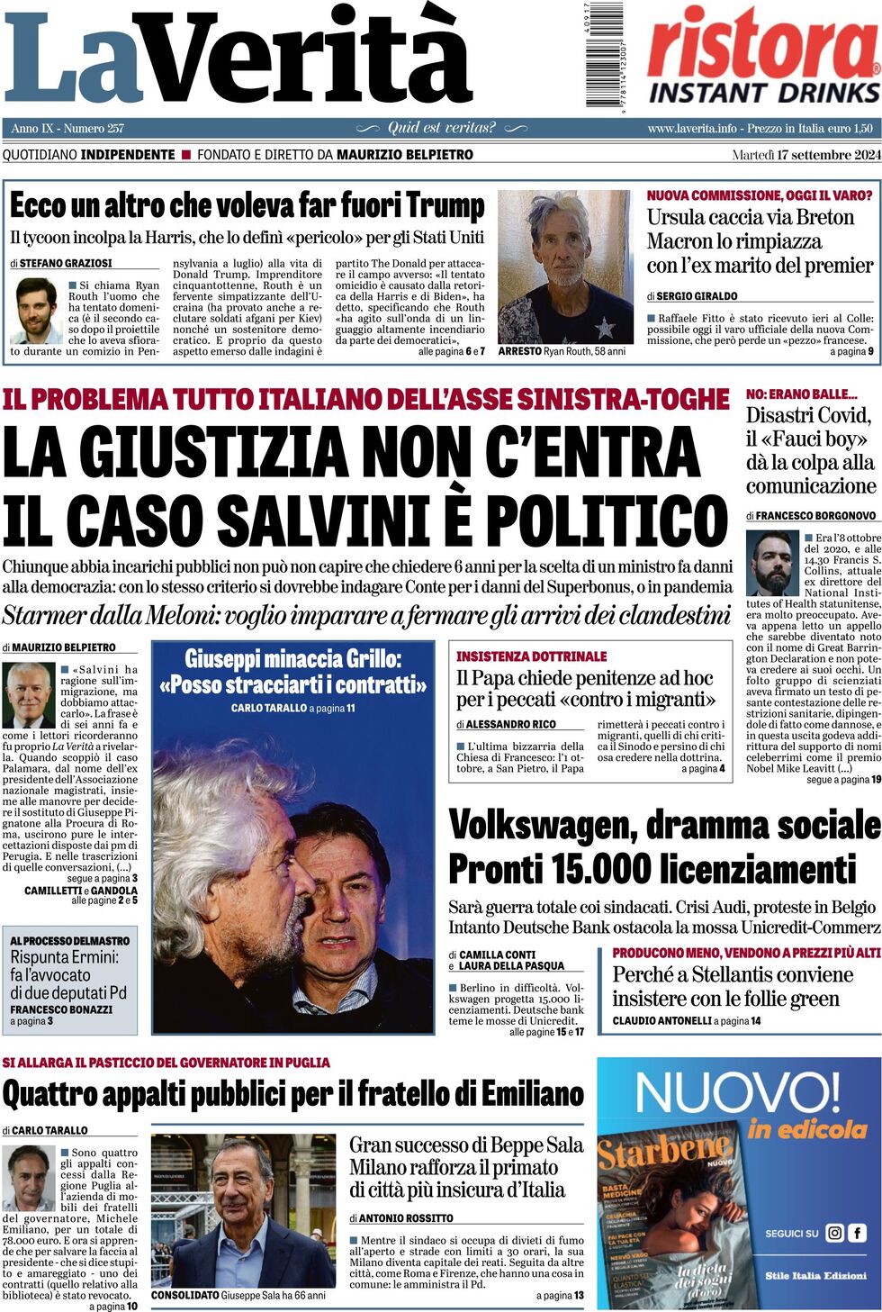 Prima-pagina-la-verita-edizione-di-oggi-17-09-2024