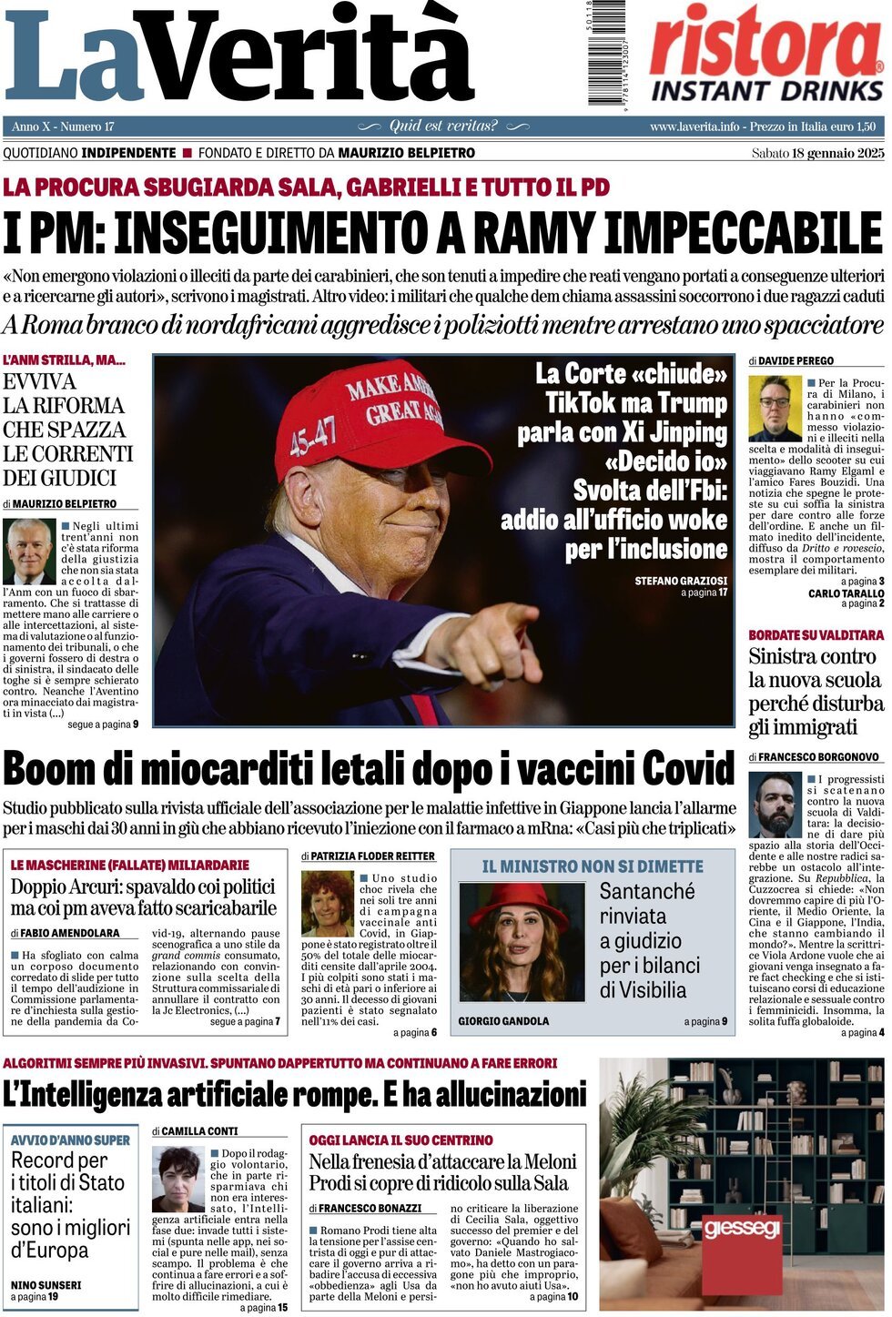 Prima-pagina-la-verita-edizione-di-oggi-18-01-2025