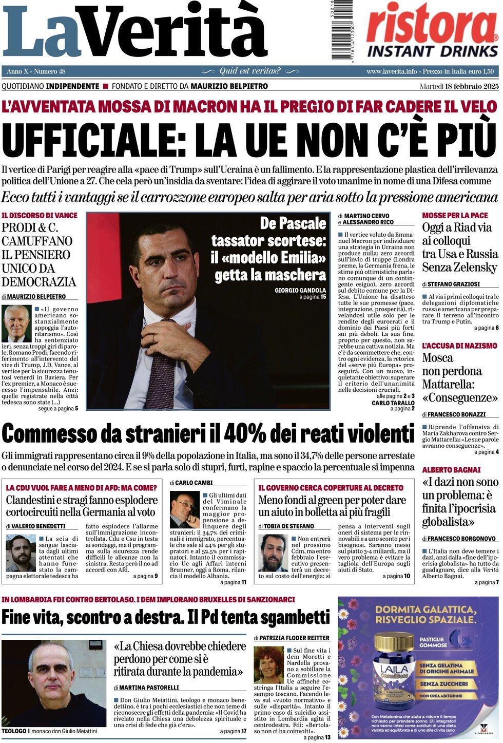 Prima-pagina-la-verita-edizione-di-oggi-18-02-2025