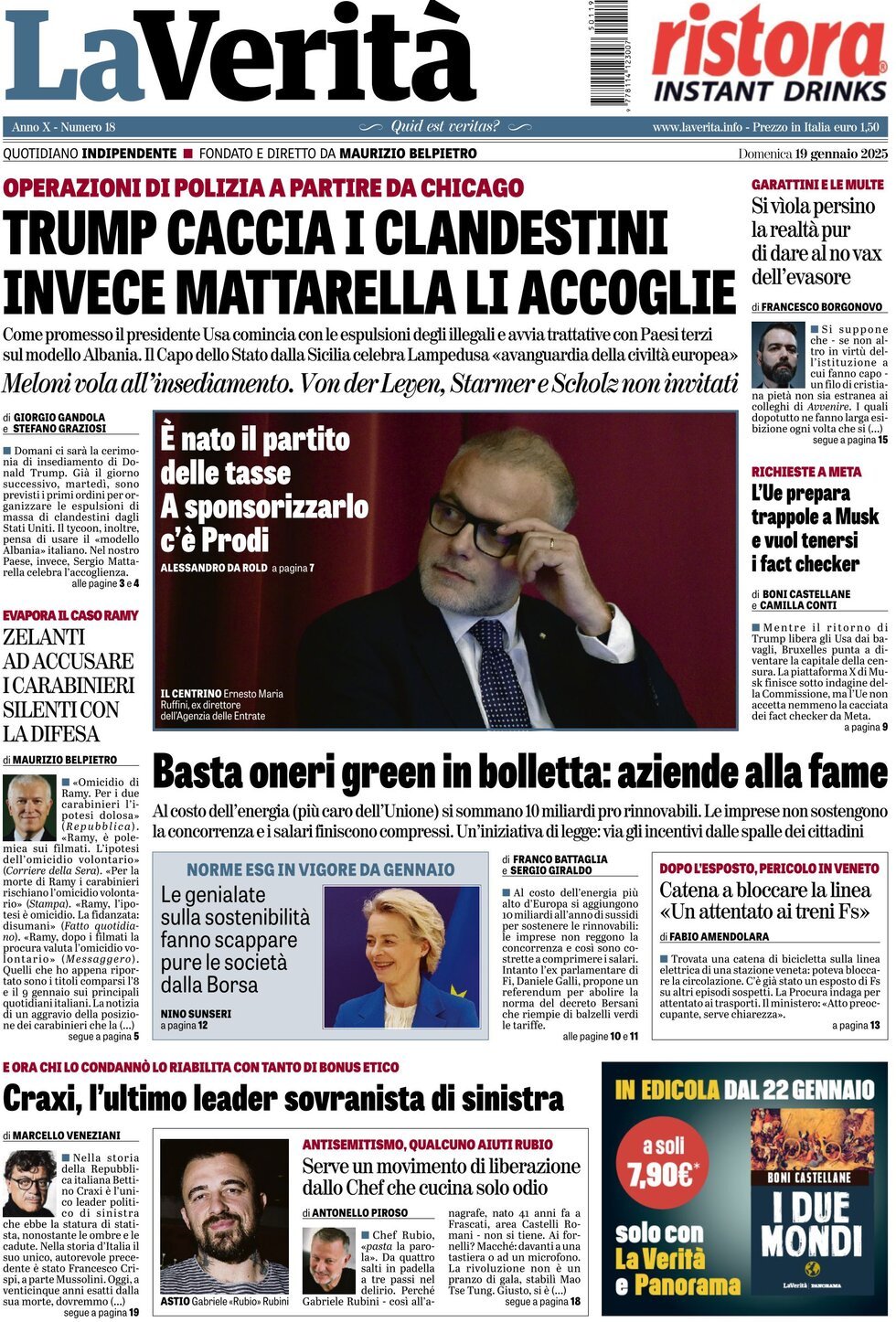 Prima-pagina-la-verita-edizione-di-oggi-19-01-2025