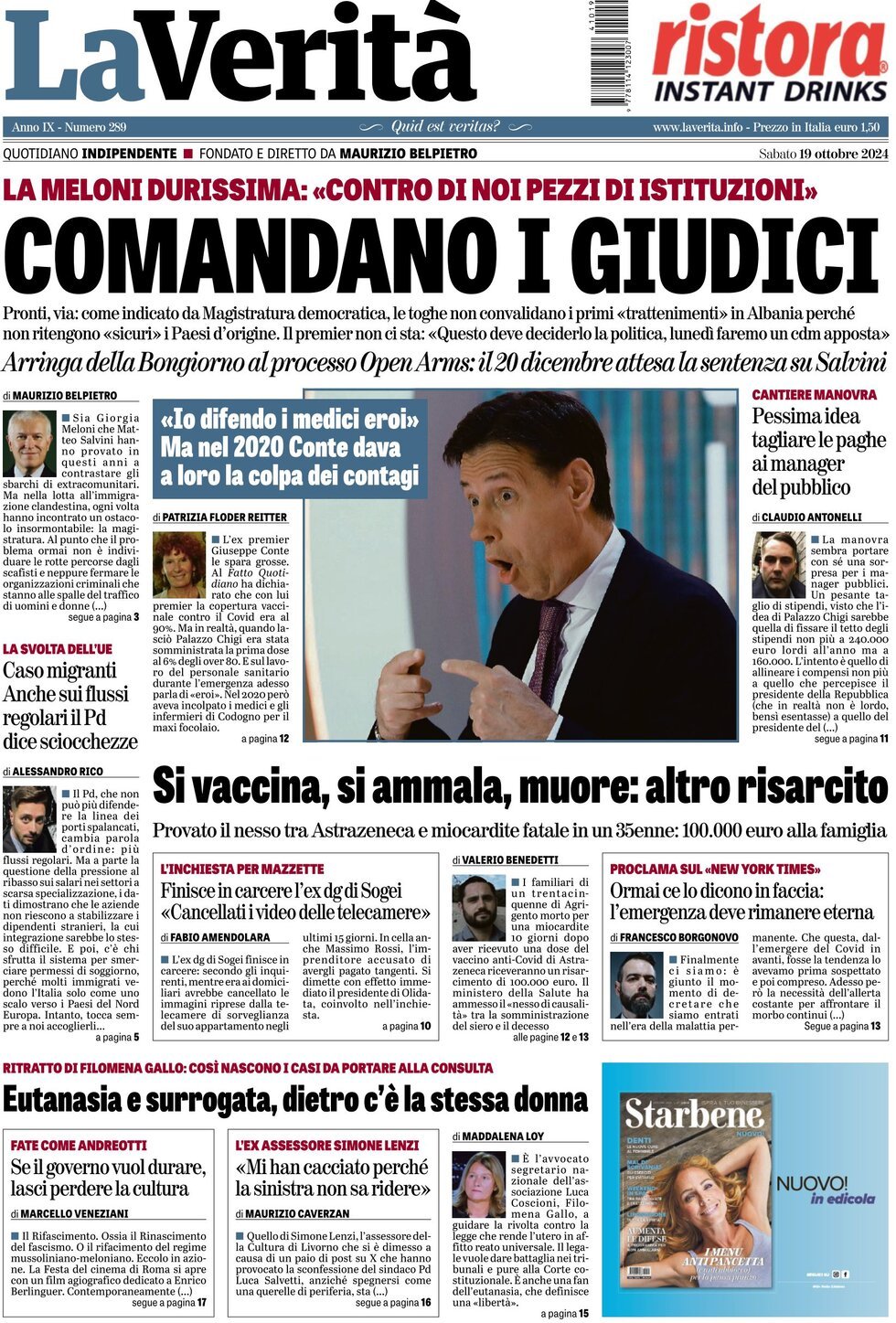 Prima-pagina-la-verita-edizione-di-oggi-19-10-2024