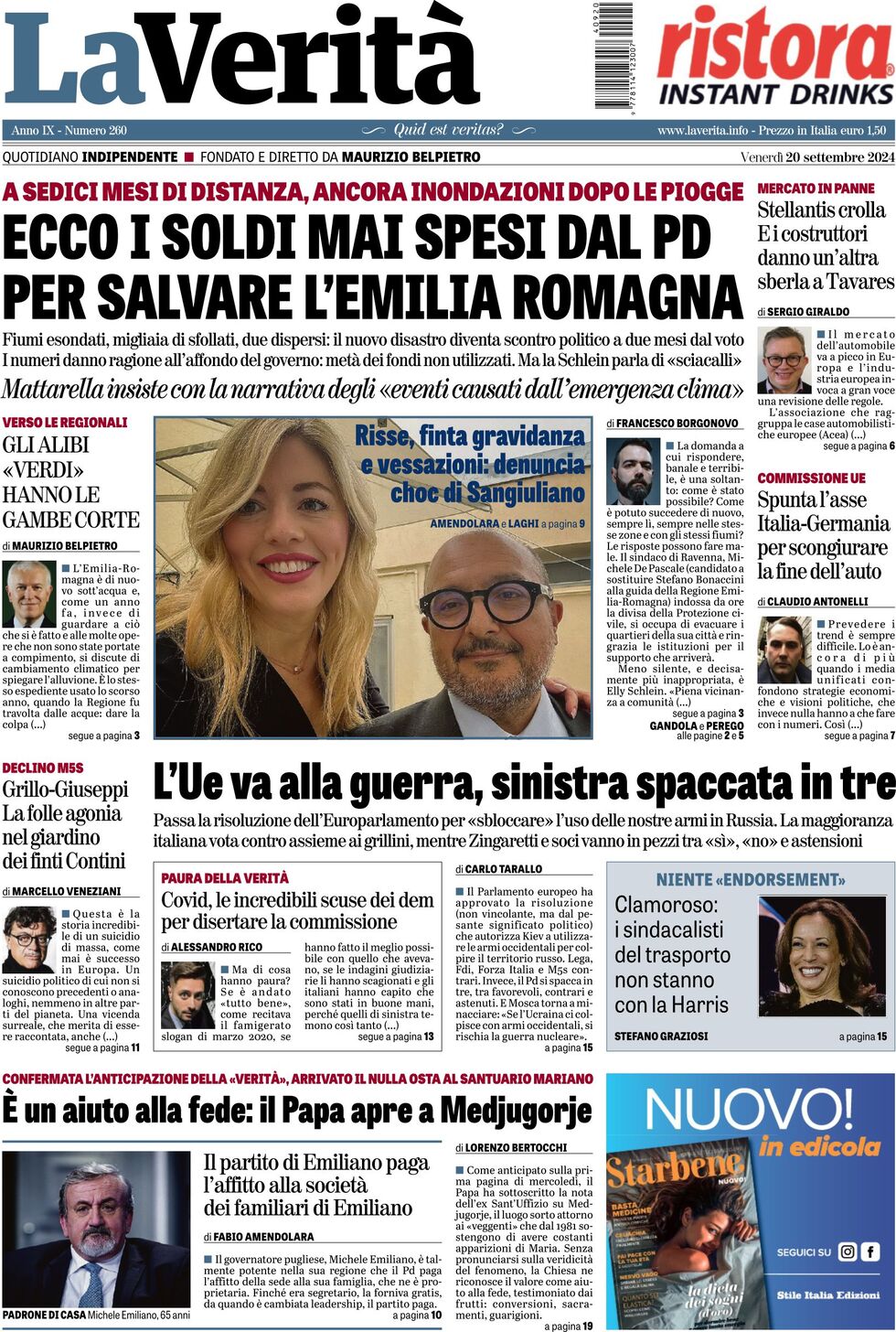 Prima-pagina-la-verita-edizione-di-oggi-20-09-2024