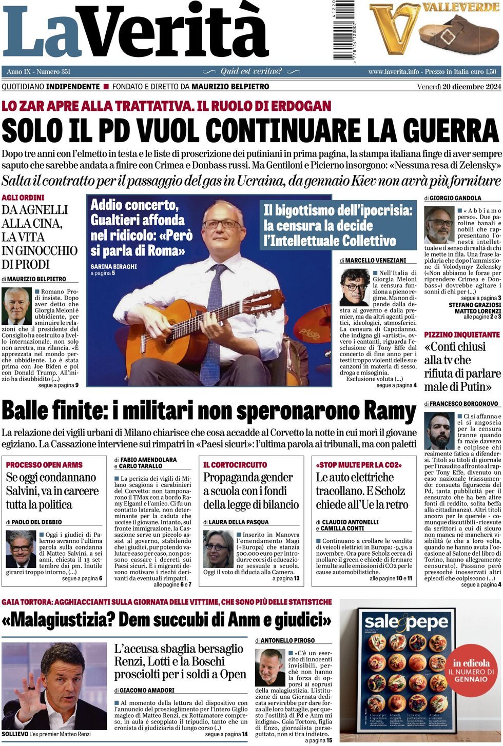 Prima-pagina-la-verita-edizione-di-oggi-20-12-2024