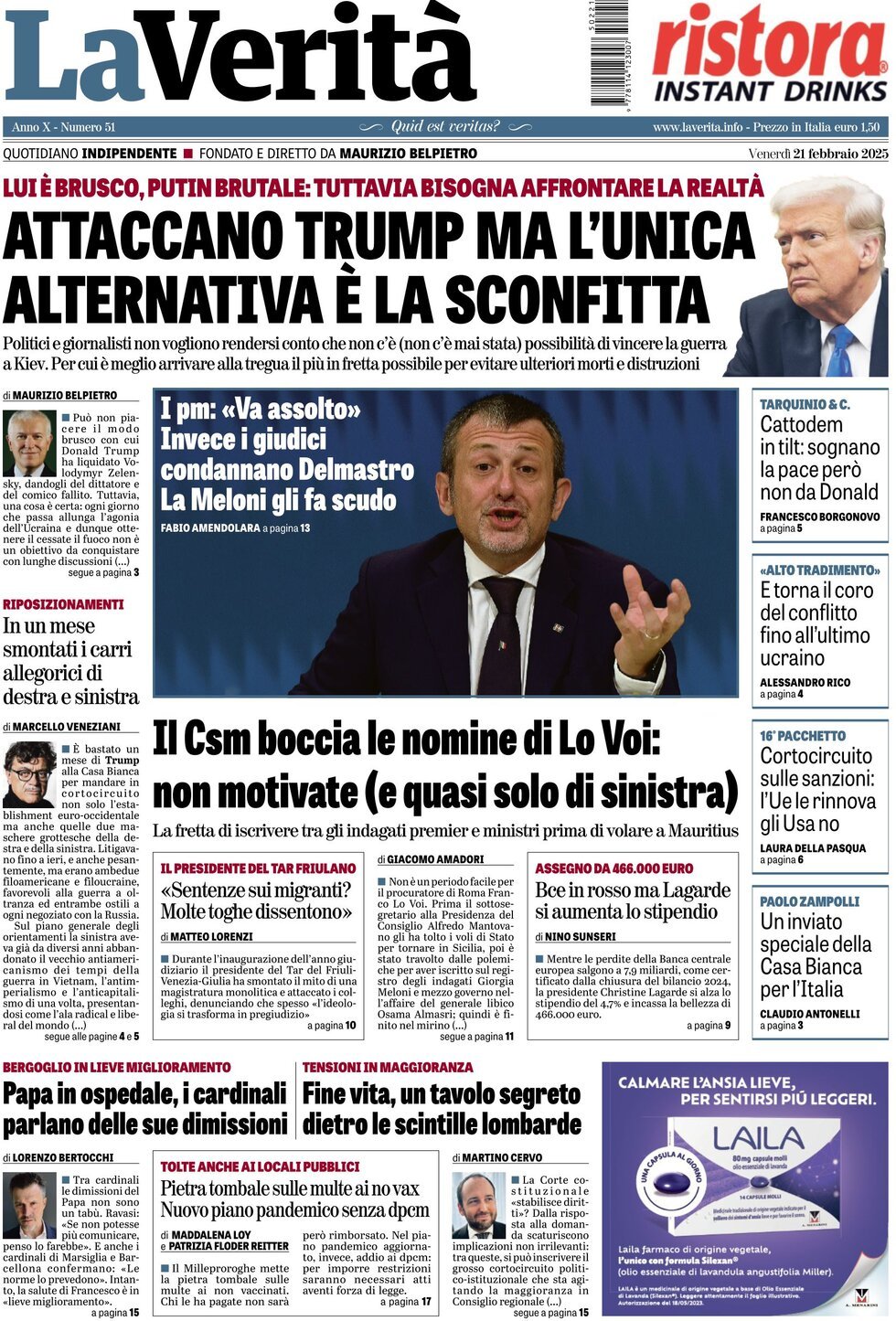 Prima-pagina-la-verita-edizione-di-oggi-21-02-2025