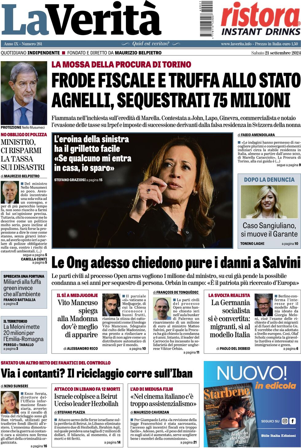 Prima-pagina-la-verita-edizione-di-oggi-21-09-2024