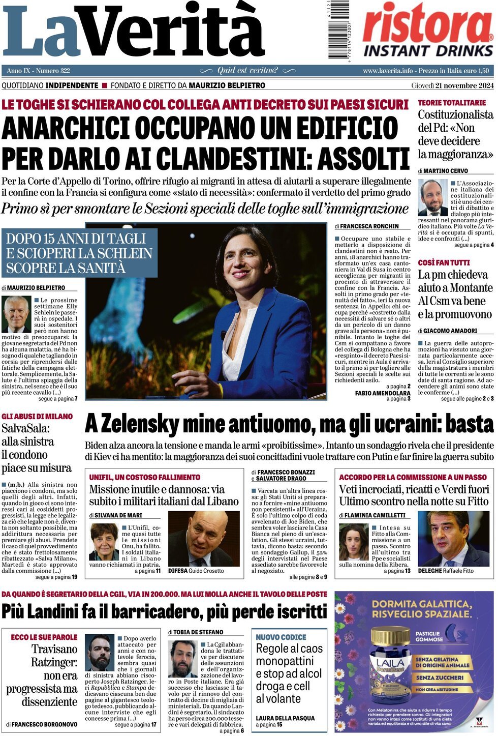 Prima-pagina-la-verita-edizione-di-oggi-21-11-2024