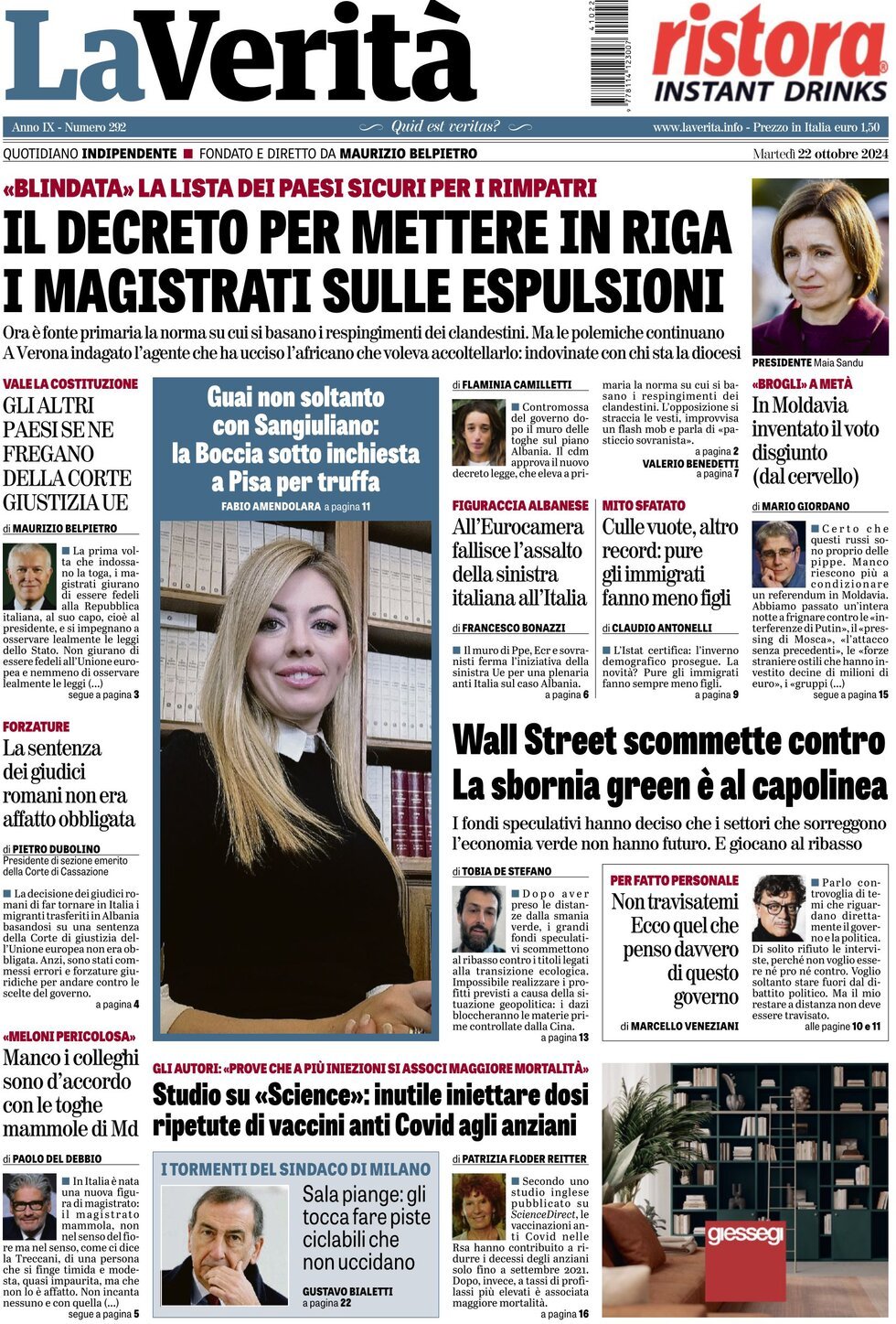 Prima-pagina-la-verita-edizione-di-oggi-22-10-2024