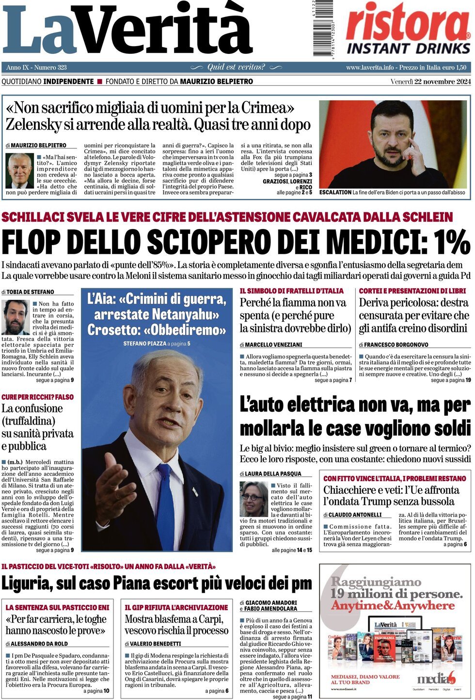 Prima-pagina-la-verita-edizione-di-oggi-22-11-2024