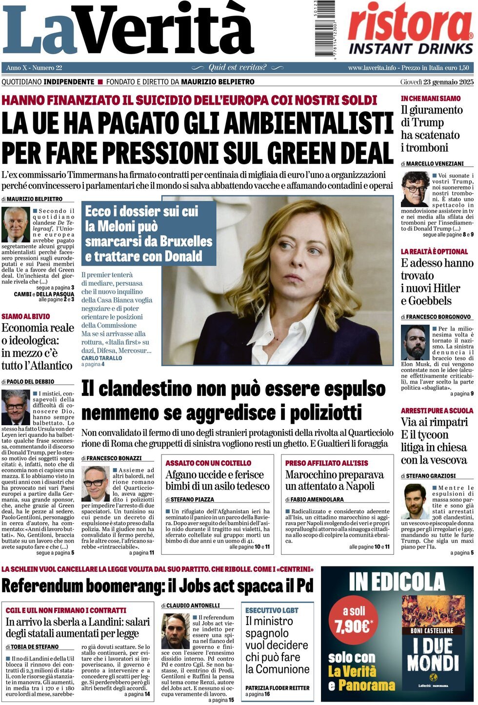 Prima-pagina-la-verita-edizione-di-oggi-23-01-2025