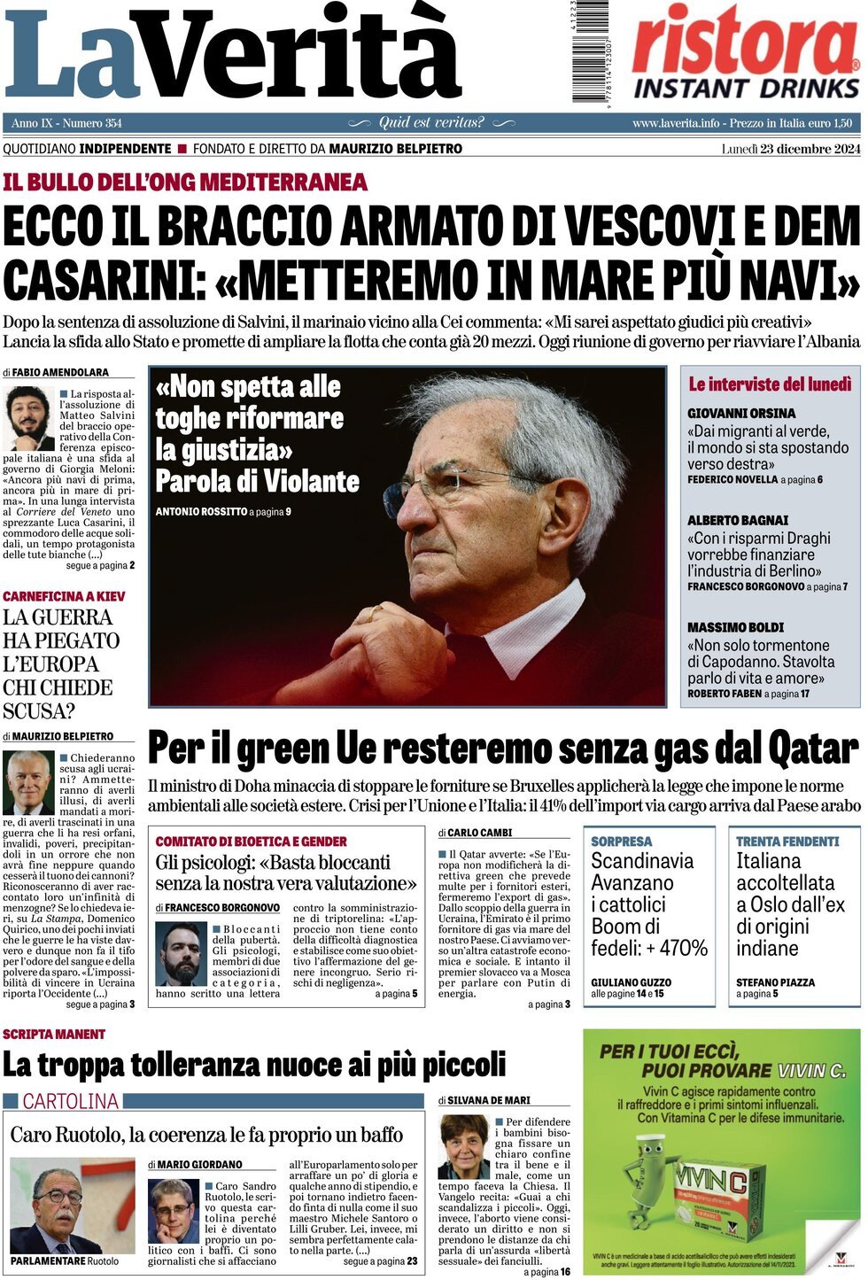 Prima-pagina-la-verita-edizione-di-oggi-23-12-2024