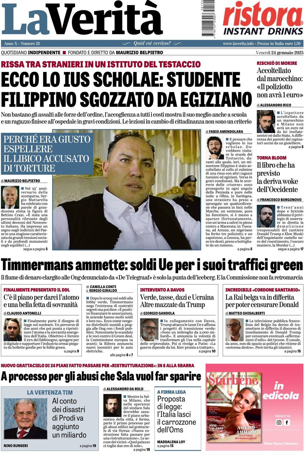 Prima-pagina-la-verita-edizione-di-oggi-24-01-2025