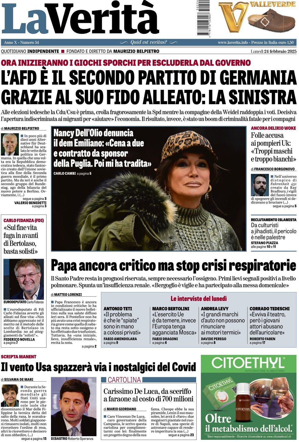 Prima-pagina-la-verita-edizione-di-oggi-24-02-2025