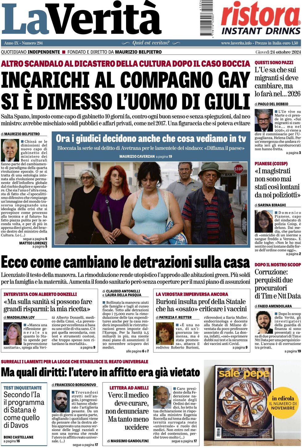 Prima-pagina-la-verita-edizione-di-oggi-24-10-2024