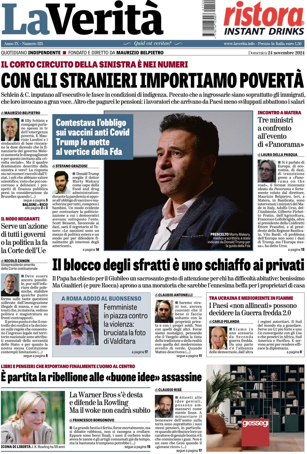 Prima-pagina-la-verita-edizione-di-oggi-24-11-2024