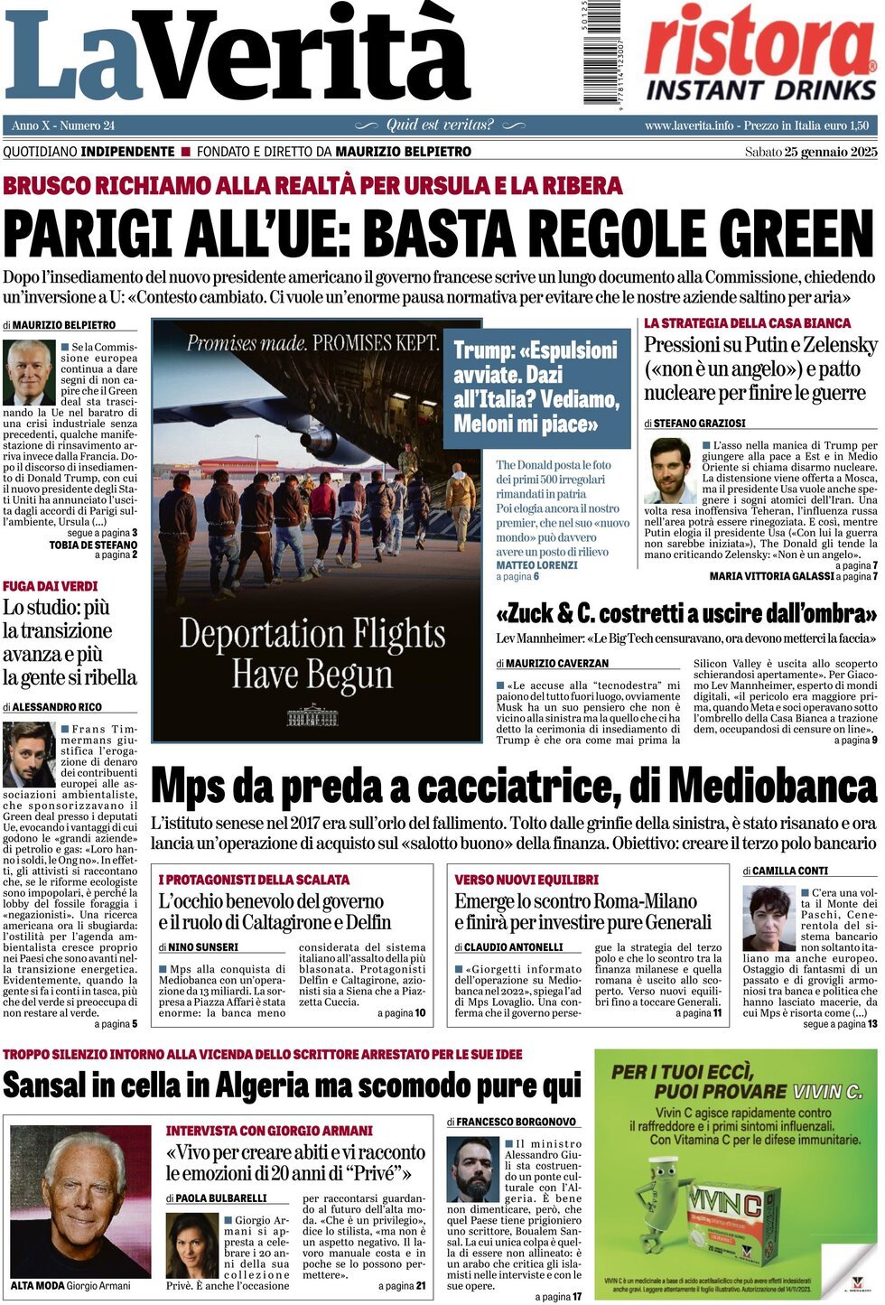 Prima-pagina-la-verita-edizione-di-oggi-25-01-2025