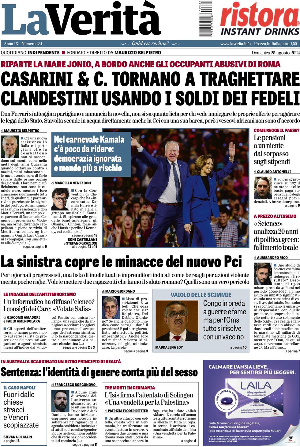 Prima-pagina-la-verita-edizione-di-oggi-25-08-2024