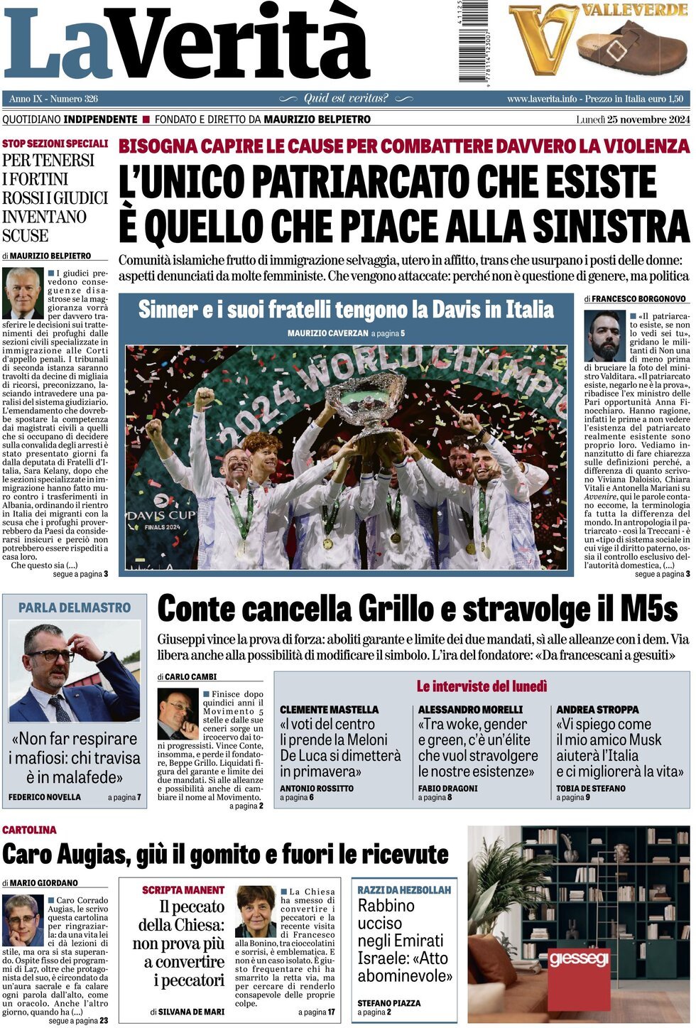 Prima-pagina-la-verita-edizione-di-oggi-25-11-2024