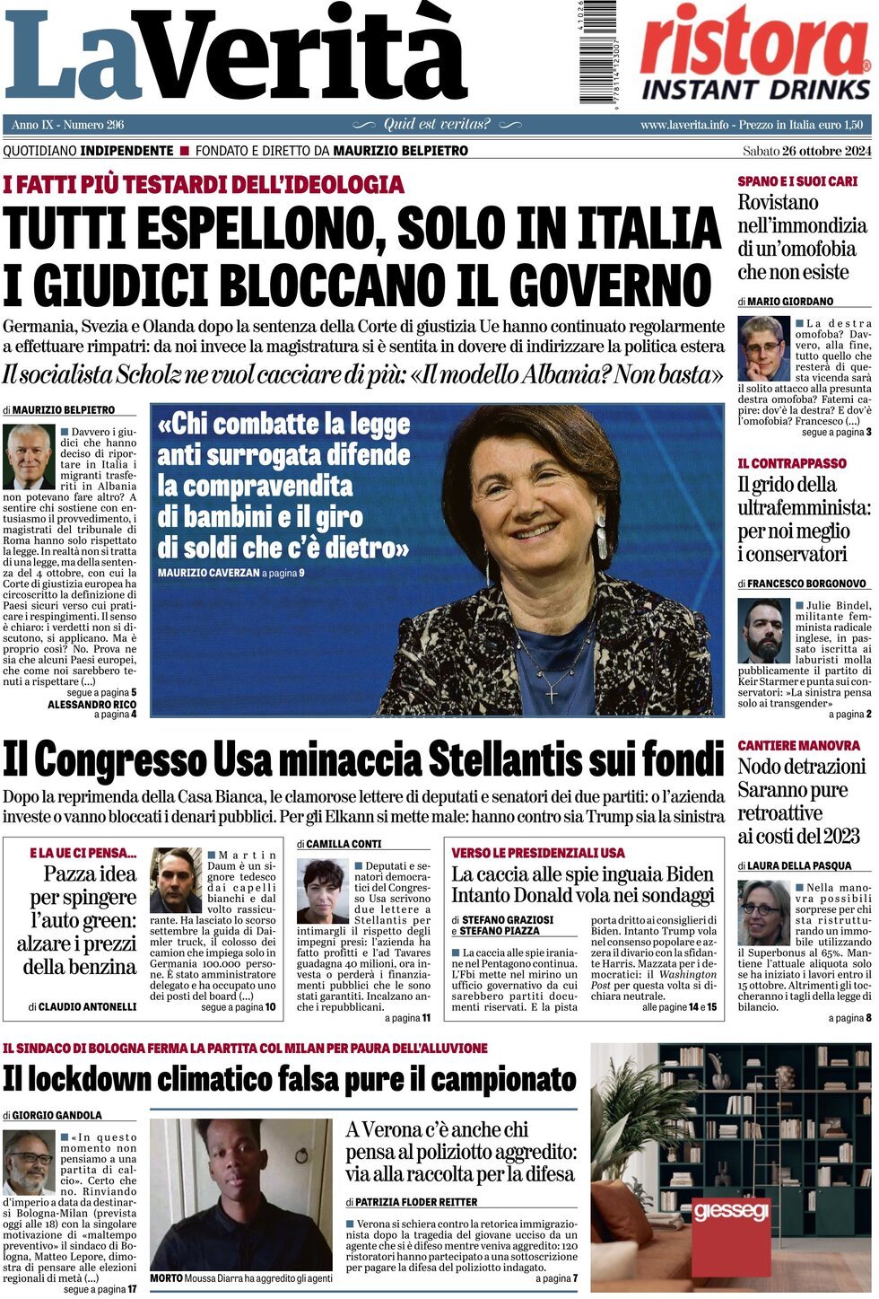 Prima-pagina-la-verita-edizione-di-oggi-26-10-2024