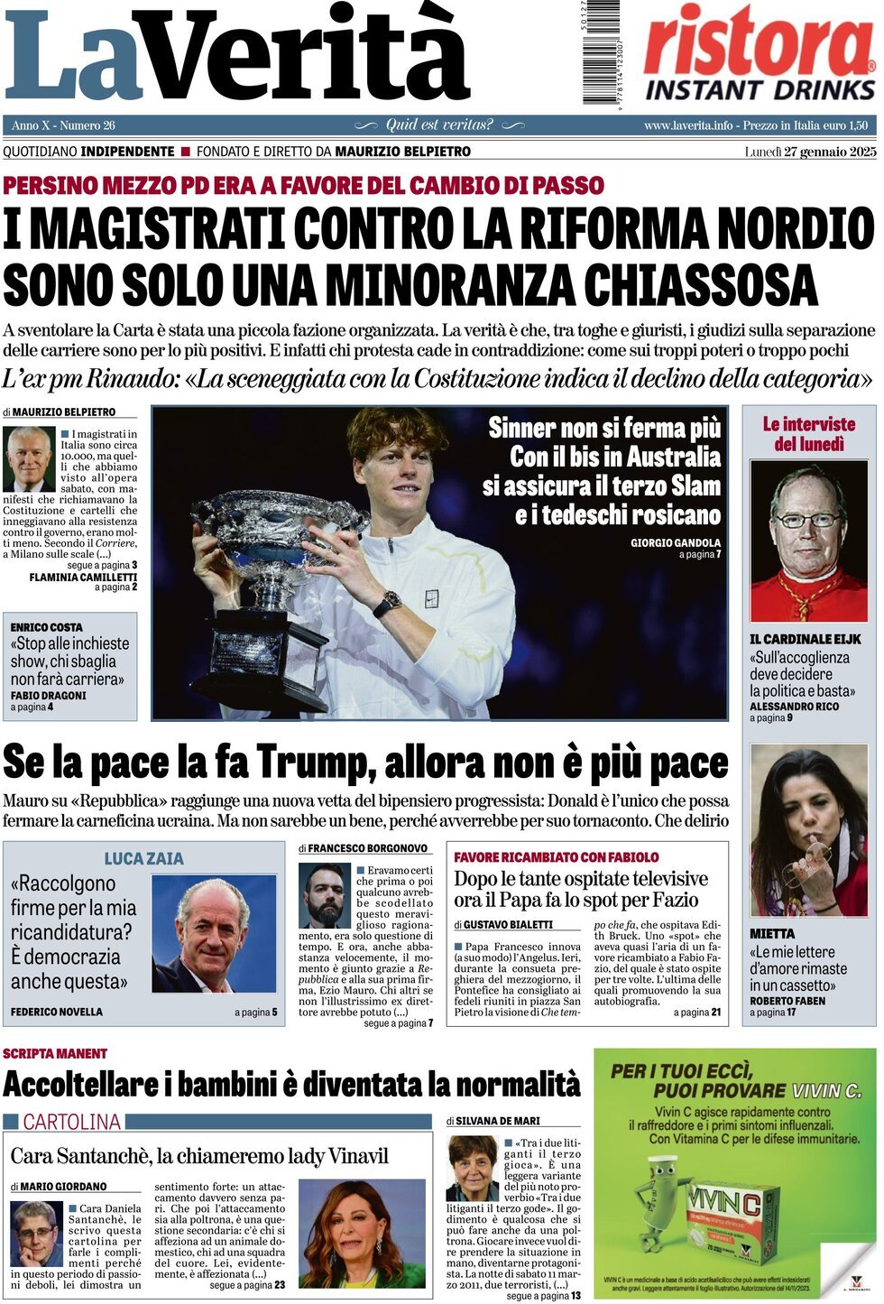 Prima-pagina-la-verita-edizione-di-oggi-27-01-2025