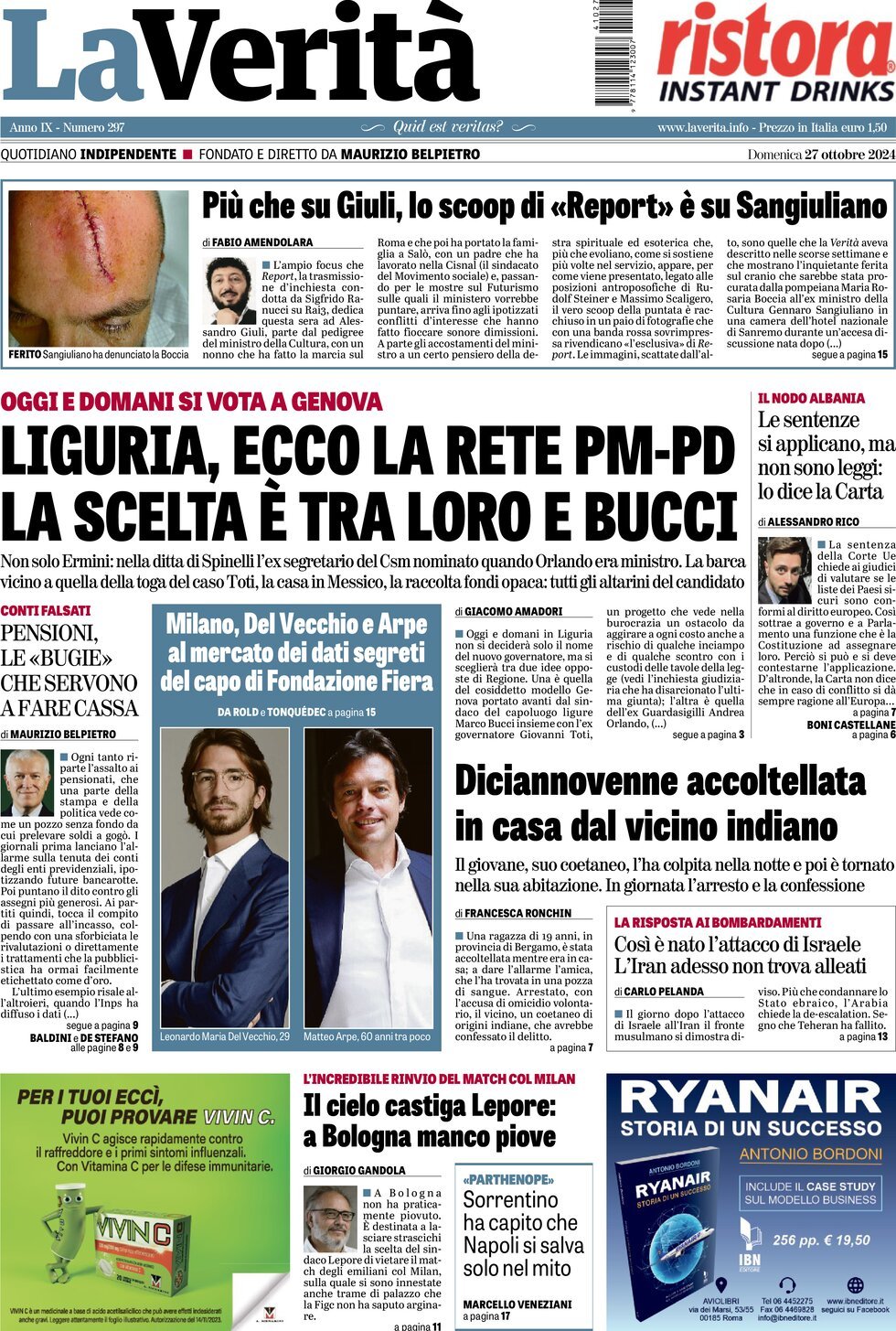 Prima-pagina-la-verita-edizione-di-oggi-27-10-2024