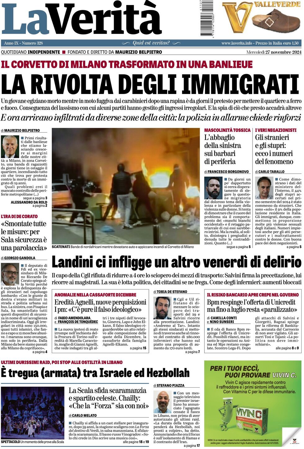 Prima-pagina-la-verita-edizione-di-oggi-27-11-2024