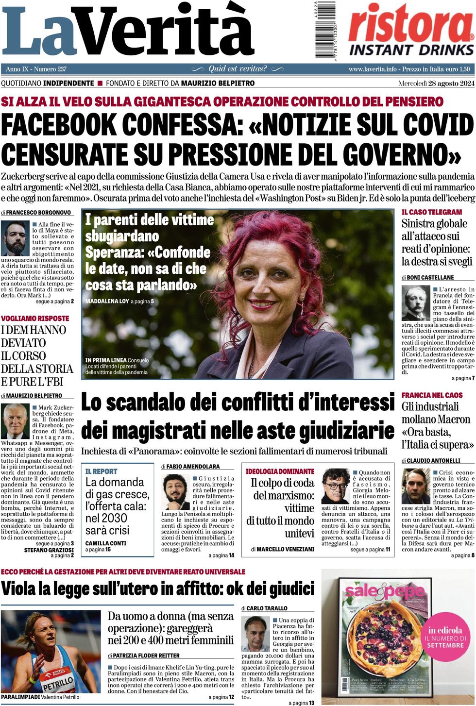 Prima-pagina-la-verita-edizione-di-oggi-28-08-2024